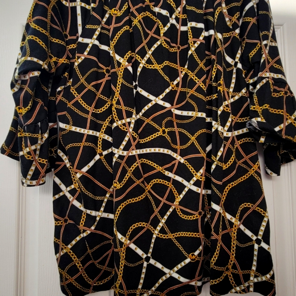 Black and Gold Chain Print Blouse